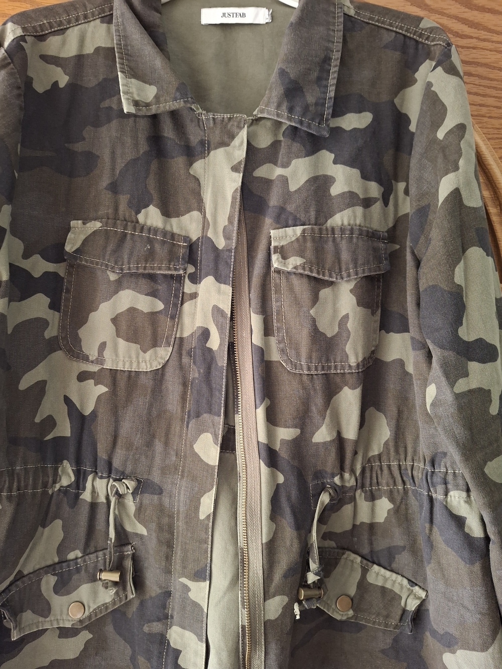 JustFab Olive & Dark Green Camo Utility Jacket - Picture 3 of 6